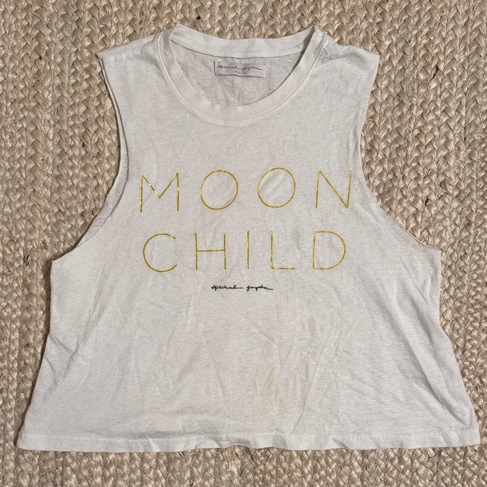 Spiritual Gangster White/Cream 'Moon Child' Cropped Tank